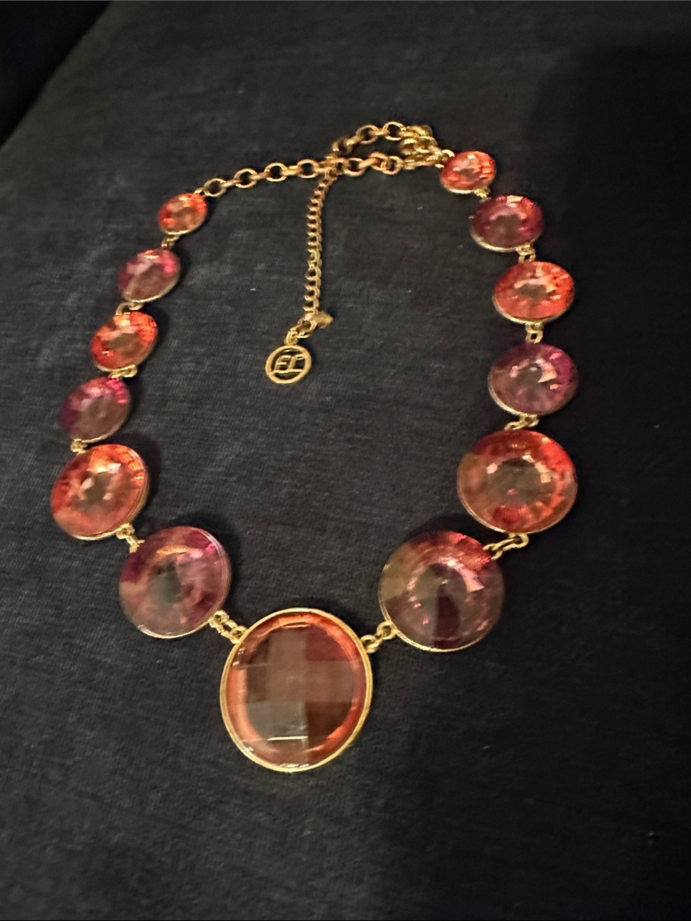 Gold-Tone Pink Crystal Collar Necklace by EL (Unbranded)